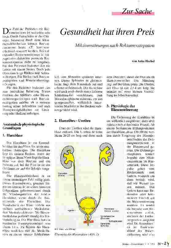 Vorschauseite 1: Gesundheit hat ihren Preis Miktionsstörungen nach Rektumexstirpation