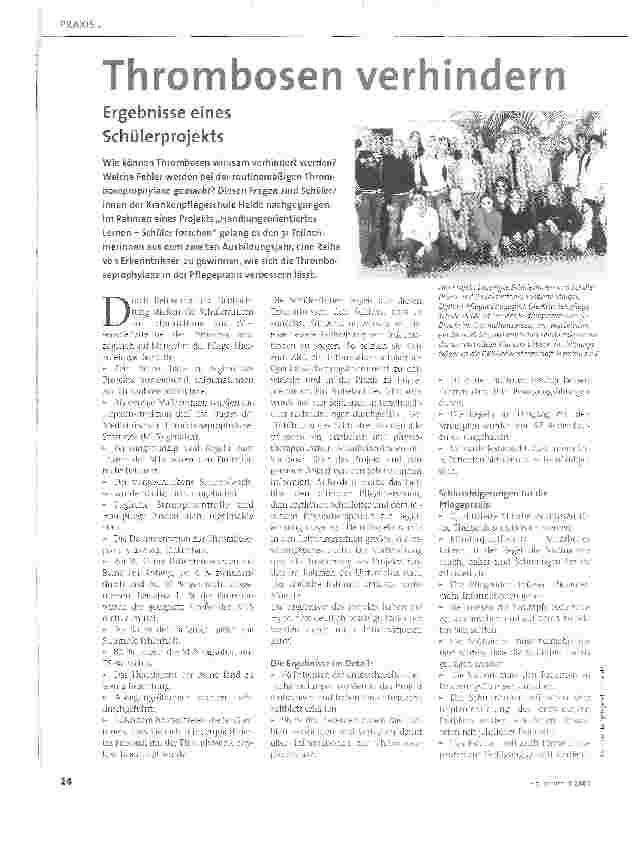 Vorschauseite 1: Thrombosen verhindern - Ergebnisse eines Schülerprojekts