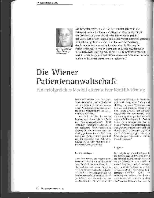 Vorschauseite 1: Die Wiener Patientenanwaltschaft