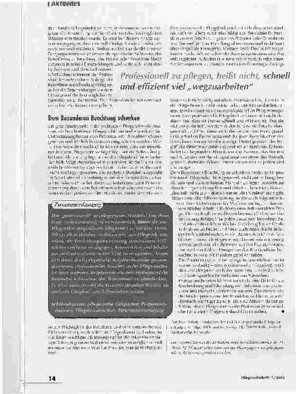 Vorschauseite 4: Dem Besonderen Beachtung schenkenProfessionelles Handeln in der Pflege