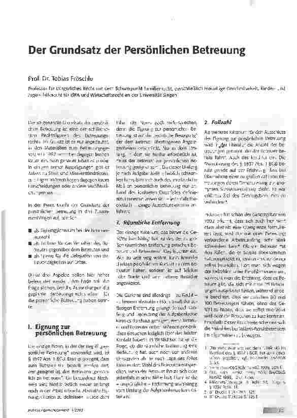 Vorschauseite 1: Der Grundsatz der Persönlichen Betreuung