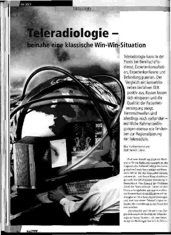 Vorschauseite 1: Teleradiologie - beinahe eine klassische Win-Win-Situation