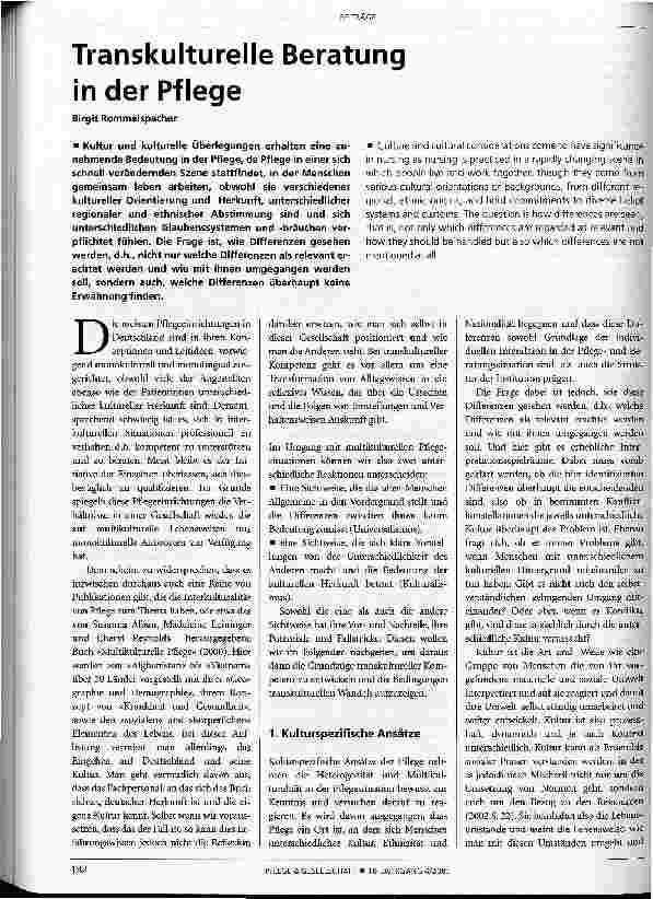 Vorschauseite 1: Transkulturelle Beratung in der Pflege