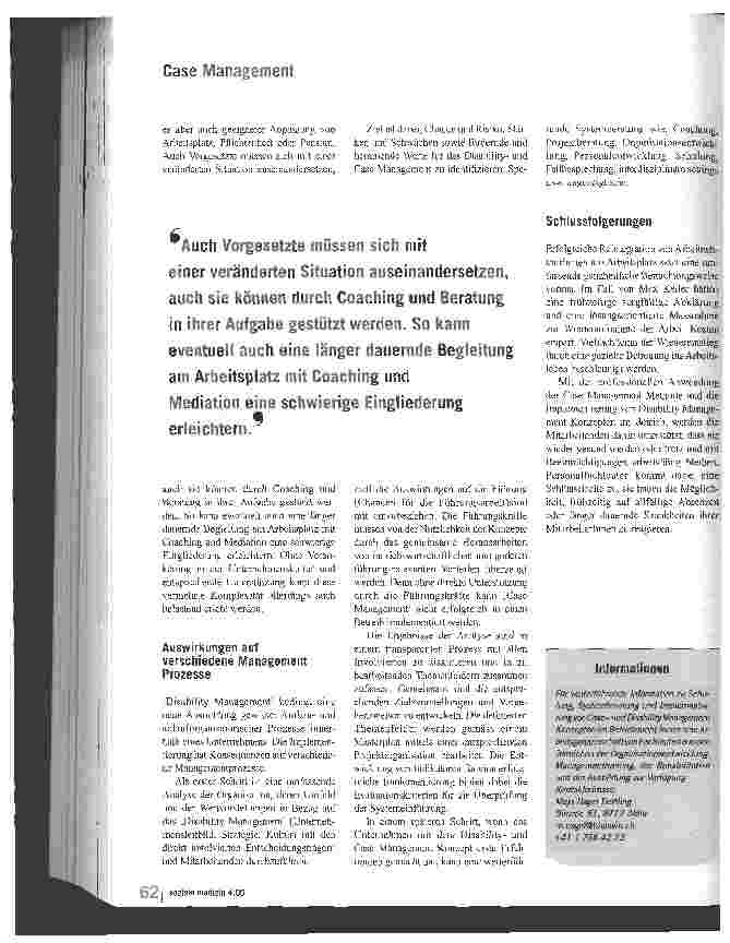Vorschauseite 4: Berufliche Reintegration im BetriebWozu Disability Management?