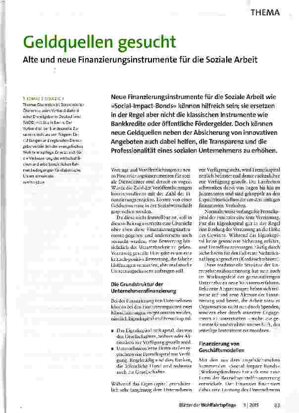 Vorschauseite 1: Geldquellen gesucht