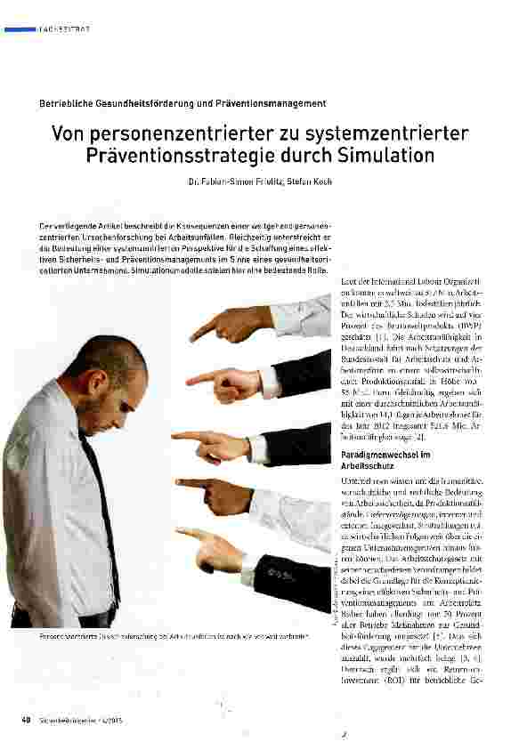 Vorschauseite 1: Von personenzentrierter zu systemzentrierter Präventionsstrategie durch Simulation