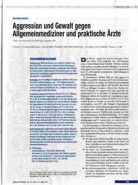 Vorschauseite 1: Aggression und Gewalt gegen gemeinmediziner und praktische Ärzte