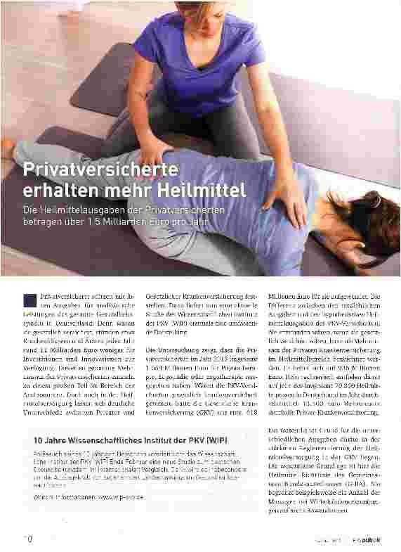 Vorschauseite 1: Privatversicherte erhalten mehr Heilmittel