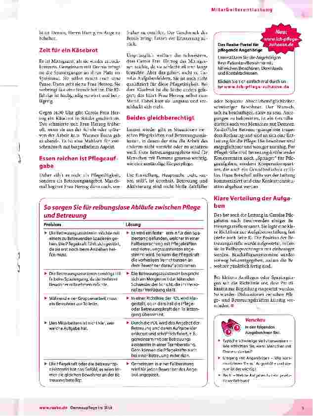 Vorschauseite 2: Pflege und Betreuung Hand in Hand