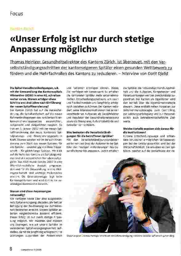 Vorschauseite 1: «Unser Erfolg ist nur durch stetige Anpassung möglich»