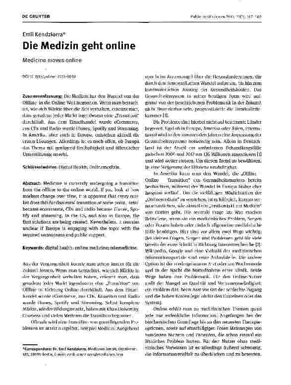 Vorschauseite 1: Die Medizin geht online