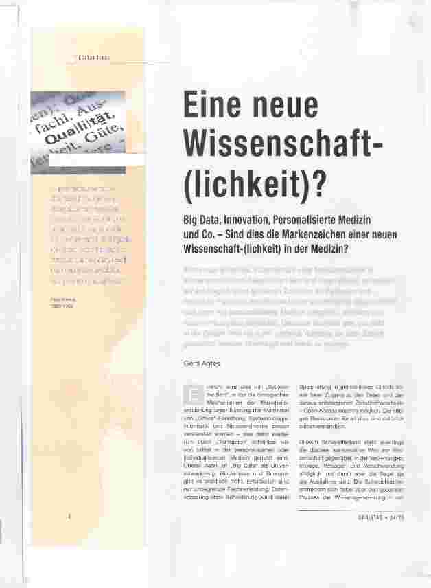 Vorschauseite 1: Eine neue Wissenschaft(lichkeit)?