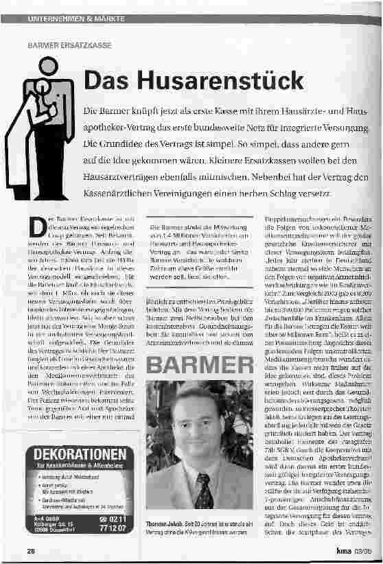 Vorschauseite 1: BARMER ERSATZKASSE. Das Husarenstück