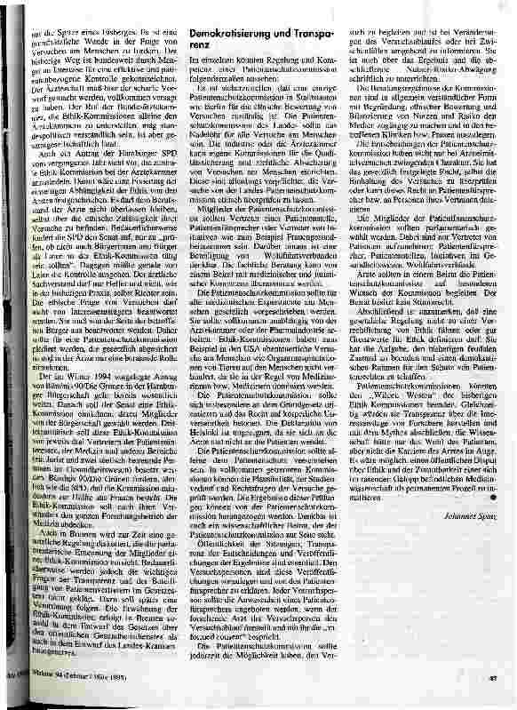 Vorschauseite 3: Patientenschutz statt Arztschutz Wie und für wen arbeiten Ethik-Kommissionen?