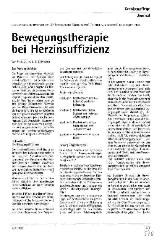Vorschauseite 1: Bewegungstherapie bei Herzinsuffizienz