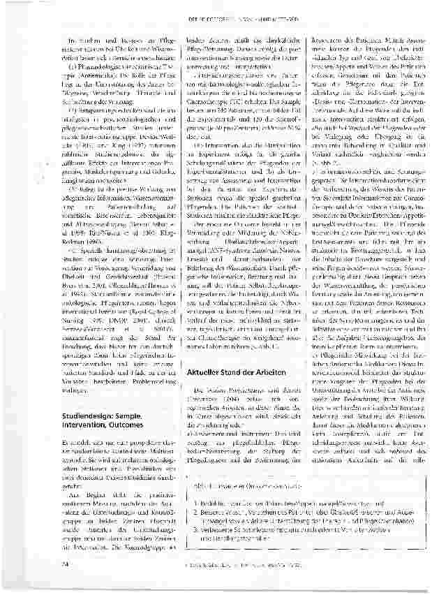 Vorschauseite 2: Strukturierte Pflegeintervention zu Übelkeit und Kommunikations-Wissensdefizit von Chemotherapie-PatientenProspektive cluster-randomisierte kontrollierte Multicenterstudie