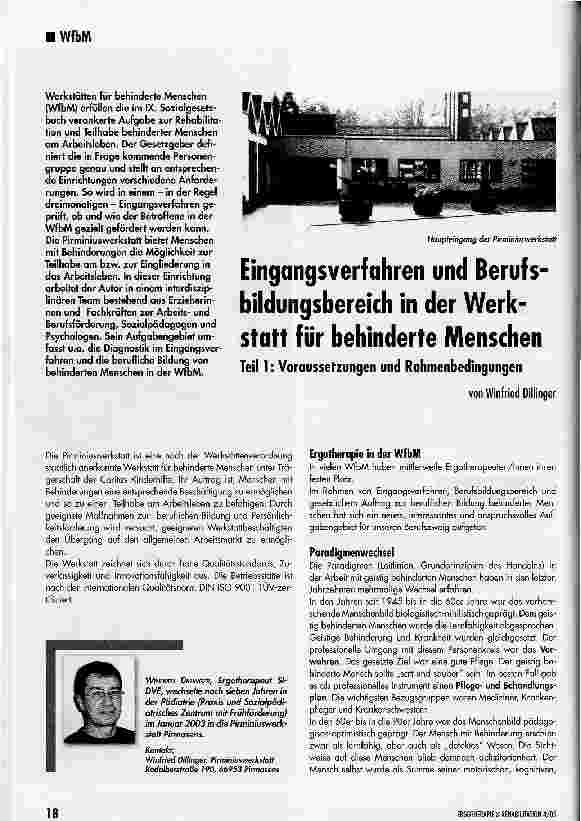 Vorschauseite 1: Eingangsverfahren und Berufsbildungsbereich in der Werkstatt für behinderte Menschen