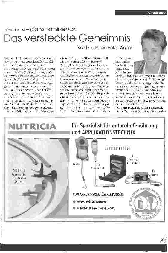 Vorschauseite 1: Das versteckte Geheimnis Inkontinenz - (D)eine Not mit der Not