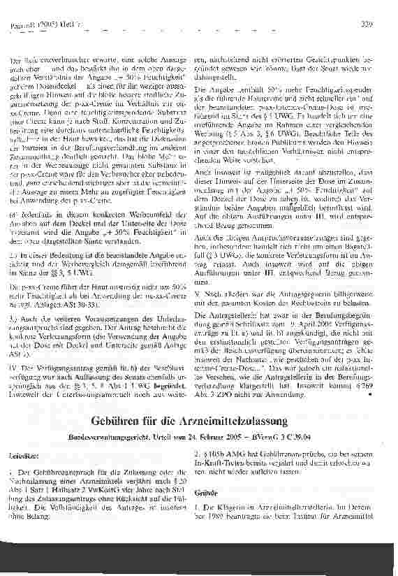 Vorschauseite 1: Gebühren für die Arzneimittelzulassung