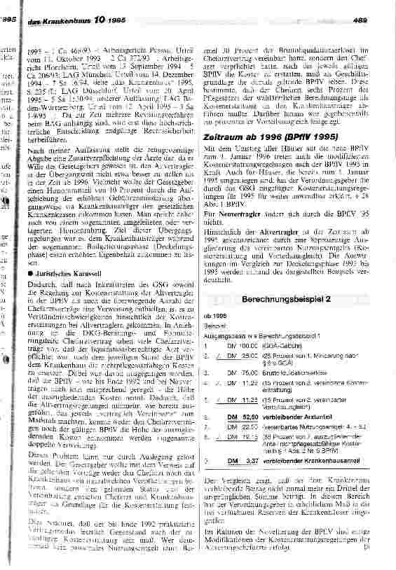 Vorschauseite 3: Chefarztrecht nach dem GSG Was ändert die BPflV zum 1. Januar 1996? Handlungsbedarf bei bestehenden Verträgen