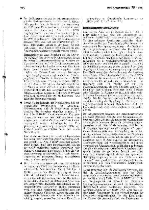 Vorschauseite 4: Chefarztrecht nach dem GSG Was ändert die BPflV zum 1. Januar 1996? Handlungsbedarf bei bestehenden Verträgen