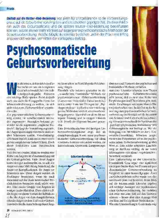 Vorschauseite 1: Psychosomatische Geburtsvorbereitung Einfluß auf die Mutter-Kind-Beziehung