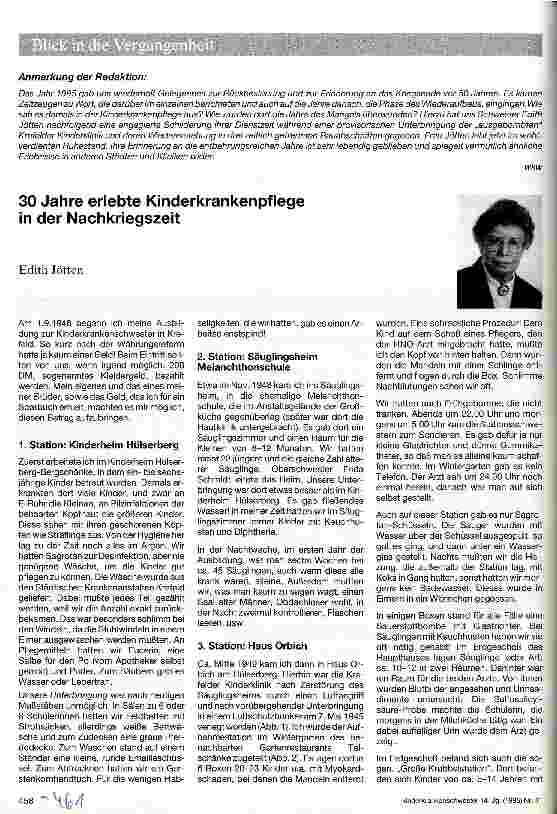 Vorschauseite 1: 30 Jahre erlebte Kinderkrankenpflege in der Nachkriegszeit