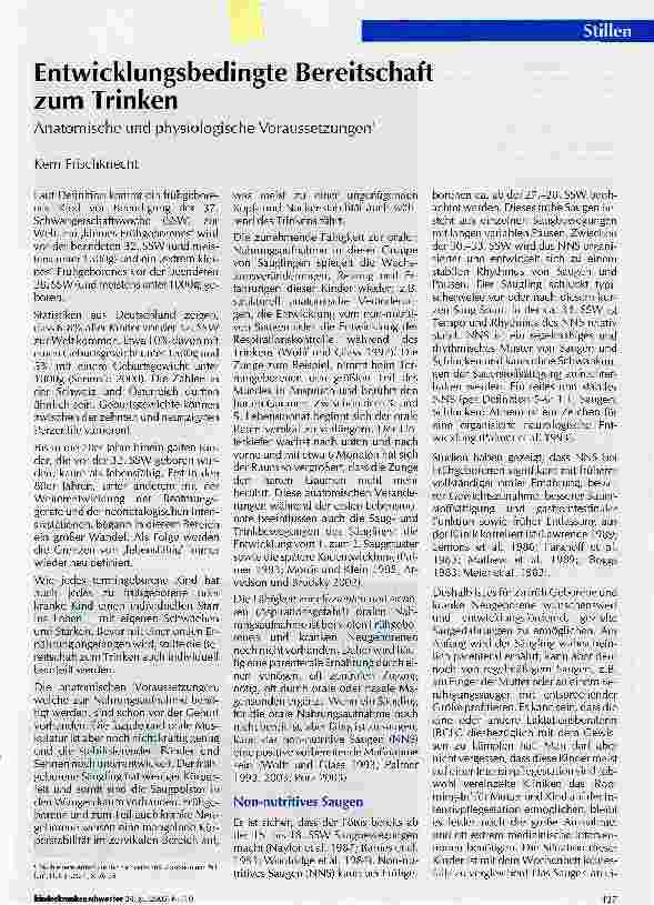 Vorschauseite 1: Entwicklungsbedingte Bereitschaft zum TrinkenAnatomische und physiologische Voraussetzungen
