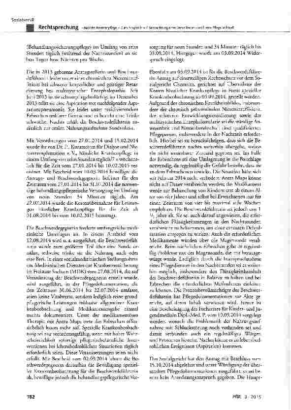 Vorschauseite 2: Häusliche Krankenpflege -Zum Anspruch auf Beobachtung eines Versicherten durch eine Pflegefachkraft