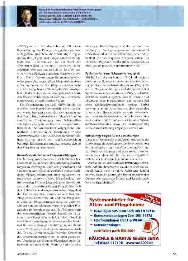 Vorschauseite 2: Selbstständigen Pflegekräften droht endgültig das Aus