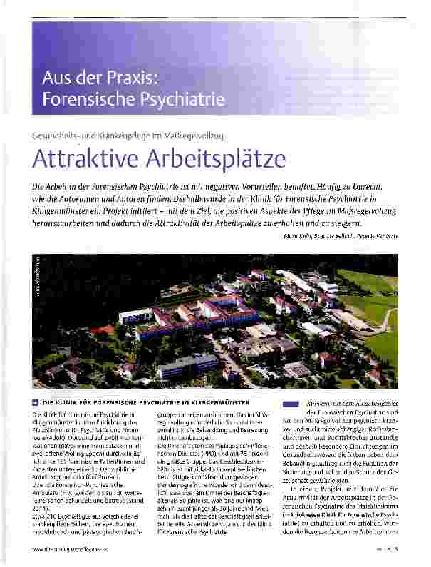 Vorschauseite 1: Gesundheitsund Krankenpflege im Maßregelvollzug Attraktive Arbeitsplätze