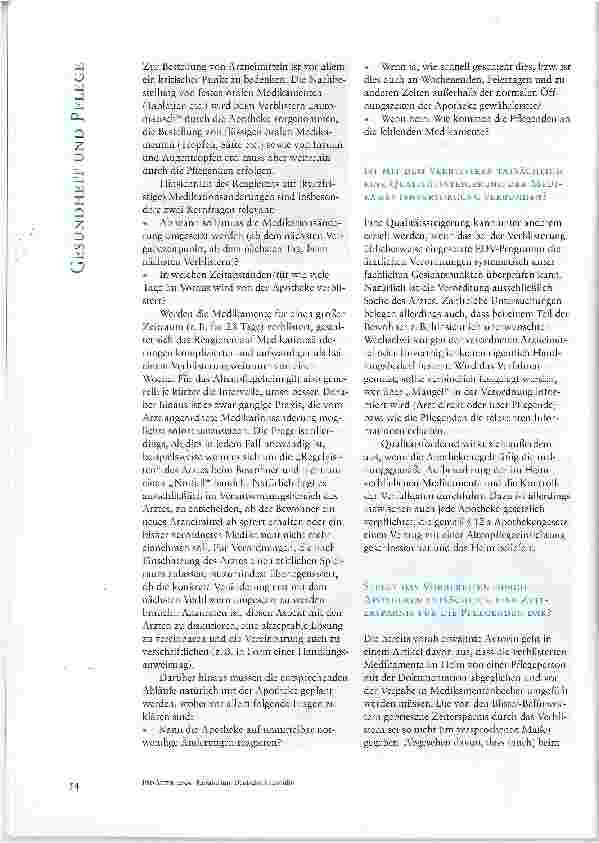 Vorschauseite 4: VERBLISTERN VON MEDIKAMENTEN DURCH APOTHEKEN - EINE ALTERNATIVE FÜR ALTENPFLEGEHEIME?