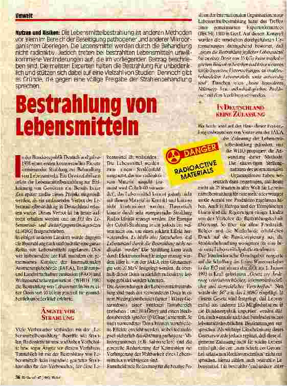 Vorschauseite 1: Bestrahlung von Lebensmitteln Nutzen und Risiken