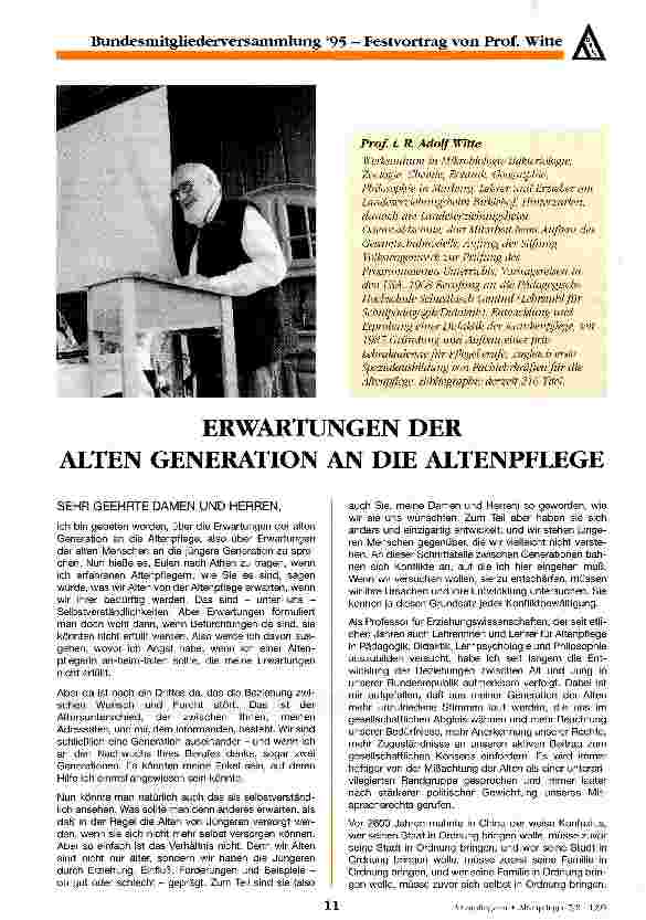 Vorschauseite 1: Erwartungen der alten Generation an die Altenpflege