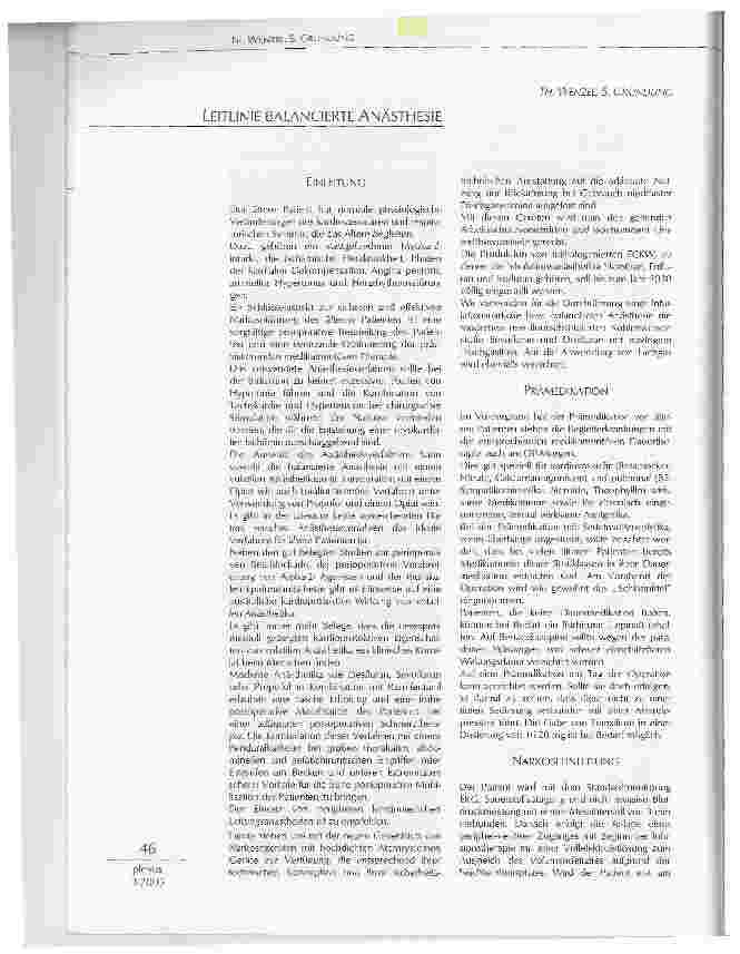 Vorschauseite 1: LEITLINIE BALANCIERTE ANÄSTHESIE