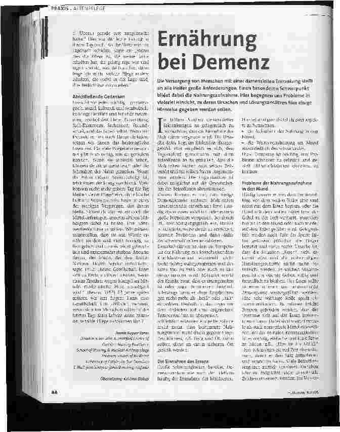 Vorschauseite 3: Keine Zeit für die Ernährung?Pflegeforschung aus den USA zur Situation von Heimbewohnern, 2. Teil