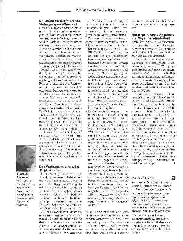 Vorschauseite 3: Das Konzept ist in der Normalität angekommenAmbulant betreute WGs für Menschen mit Demenz: Eine kritische Bestandsaufnahme