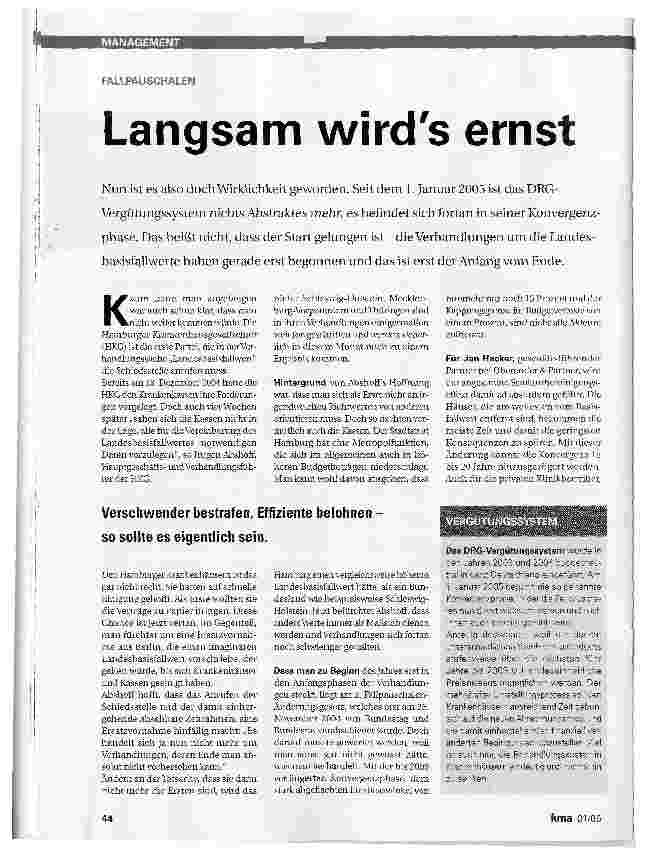 Vorschauseite 1: FALLPAUSCHALEN - Langsam wirds ernst