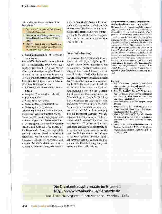 Vorschauseite 4: ArzneimittelinformationPraktische Umsetzung durch den Apotheker im Krankenhaus