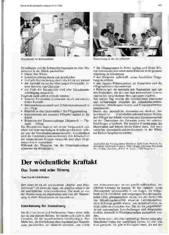 Vorschauseite 3: Zusammenarbeit von Sozialstation und Krankenhaus Ein Erfahrungsbericht aus dem Landkreis Göppingen/Württ.