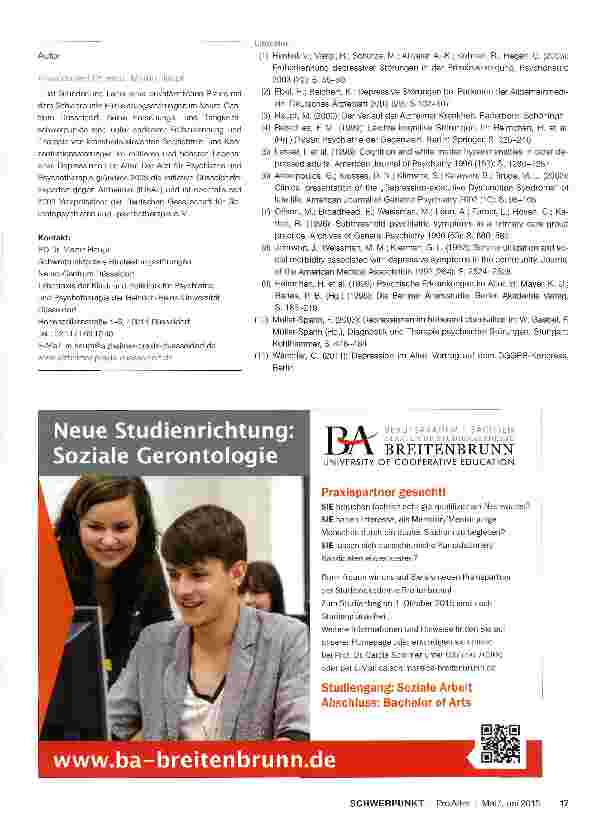 Vorschauseite 4: Die langen Schatten der Depression Was ist das Besondere im Alter?
