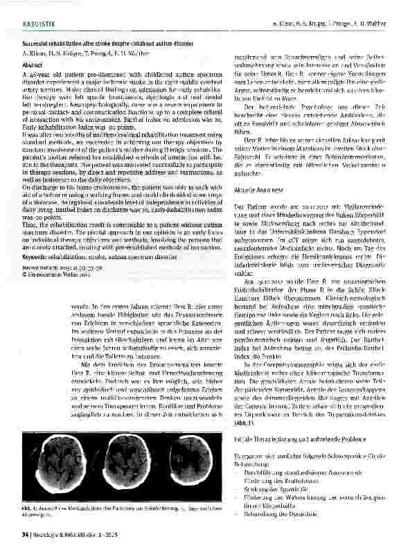 Vorschauseite 2: Erfolgreiche Rehabilitation nach Schlaganfall trotz frühkindlichem Autismus