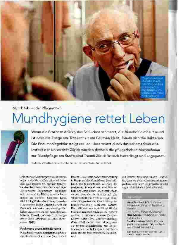 Vorschauseite 1: Mundhygiene rettet Leben