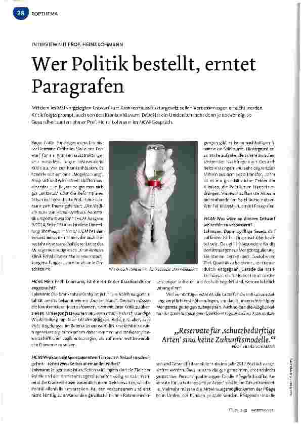 Vorschauseite 1: Wer Politik bestellt, erntet Paragrafen