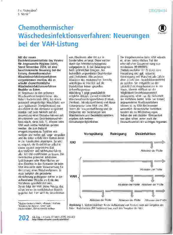 Vorschauseite 1: Chemothermischer Wäschedesinfektionsverfahren: Neuerungen bei der VAH-Listung