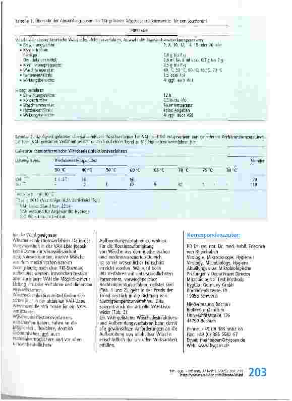 Vorschauseite 2: Chemothermischer Wäschedesinfektionsverfahren: Neuerungen bei der VAH-Listung