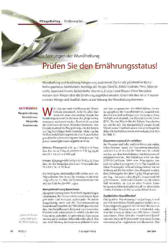 Vorschauseite 1: Störungen der Wundheilung Prüfen Sie den Ernährungsstatus!