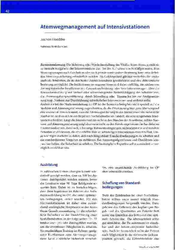 Vorschauseite 1: Atemwegmanagement auf Intensivstationen