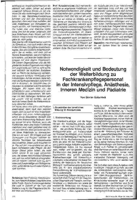 Vorschauseite 1: Notwendigkeit und Bedeutung der Weiterbildung zu Fachpersonal in der Intensivpflege, Anästhesie, Inneren Medizin und Pädiatrie