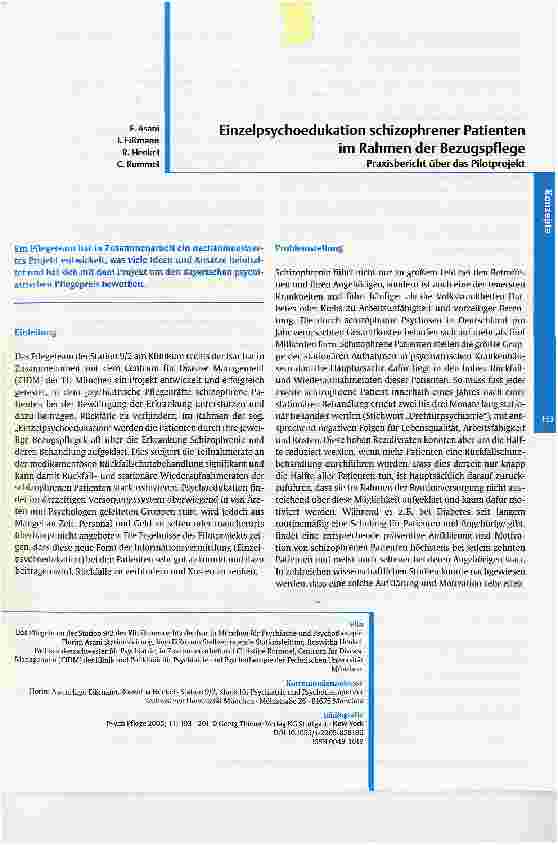 Vorschauseite 1: Einzelpsychoedukation schizophrener Patientenim Rahmen der Bezugspflege
